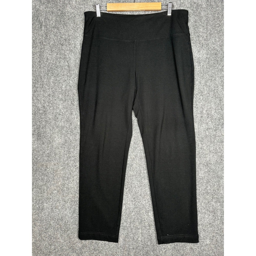 J. Jill Wearever Smooth Fit Slim Leg Knit Trousers Black Large Stretch Pants